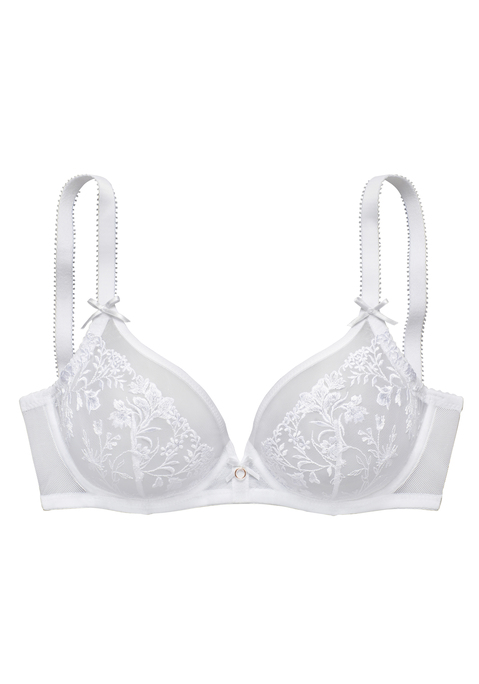 Bild: Bügel-BH von LASCANA: Femininer Bügel-BH mit edlen Zierschleifen und filigranem Accessoire. Cups aus Mesh mit zarter Blumenstickerei. Individuell verstellbare Träger sowie Rückenverschluss. Passende Unterteile aus der gleichen Serie erhältlich. Mit Liebe & Leidenschaft in Hamburg kreiert. Reizwäsche. Verführerische Dessous. Spitzen-Dessous. Romantische Dessous. Verspielte Dessous. Sexy Dessous. Aus 66% Polyamid, 32% Polyester, 2% Elasthan.