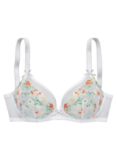 Bild: Bügel-BH von LASCANA: Femininer Bügel-BH mit edlen Zierschleifen und filigranem Accessoire. Cups aus Mesh mit zarter Blumenstickerei. Individuell verstellbare Träger sowie Rückenverschluss. Passende Unterteile aus der gleichen Serie erhältlich. Mit Liebe & Leidenschaft in Hamburg kreiert. Reizwäsche. Verführerische Dessous. Spitzen-Dessous. Romantische Dessous. Verspielte Dessous. Sexy Dessous. Aus 66% Polyamid, 32% Polyester, 2% Elasthan.