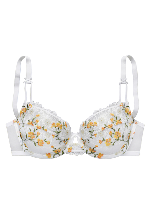 Bild: Bügel-BH von LASCANA: Femininer Bügel-BH mit feiner Zierschleife und Perlenaccessoire vorne mittig. Mit Cups aus zarter, floraler Stickereispitze. Rücken aus weichem Soft-Mesh in transparenter Optik. Passende Unterteile aus der gleichen Serie erhältlich. Mit Liebe & Leidenschaft in Hamburg kreiert. Reizwäsche. Verführerische Dessous. Spitzen-Dessous. Romantische Dessous. Verspielte Dessous. Aus 70% Polyamid, 22% Polyester, 8% Elasthan.