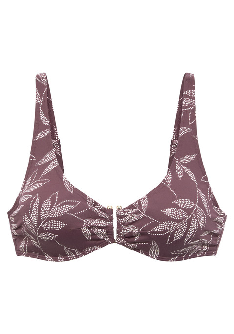 LASCANA Bügel-Bikini-Top Damen aubergine bedruckt Gr.36 Cup C