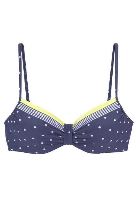 LASCANA Bügel-Bikini-Top Damen blau-gelb-bedruckt Gr.36 Cup F