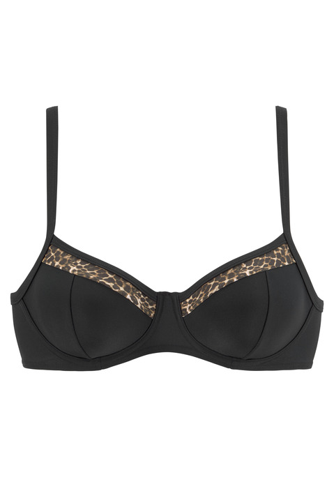 LASCANA Bügel-Bikini-Top Damen schwarz-leo Gr.36 Cup E