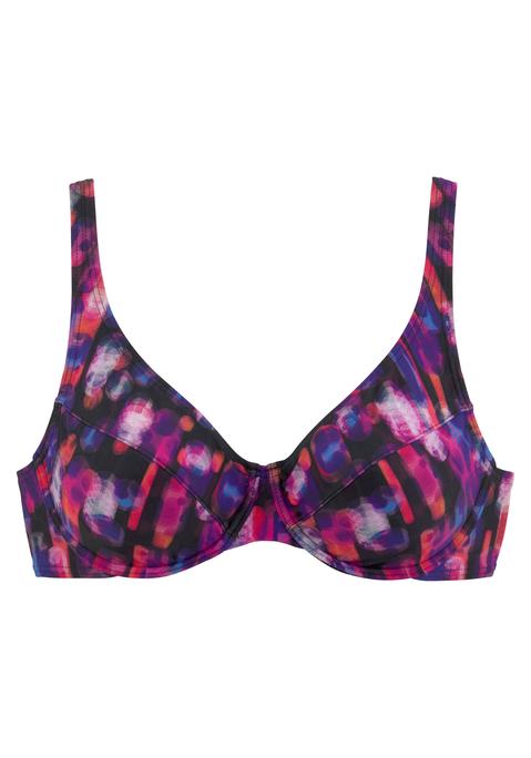 LASCANA Bügel-Bikini-Top Damen schwarz-bedruckt Gr.38 Cup E