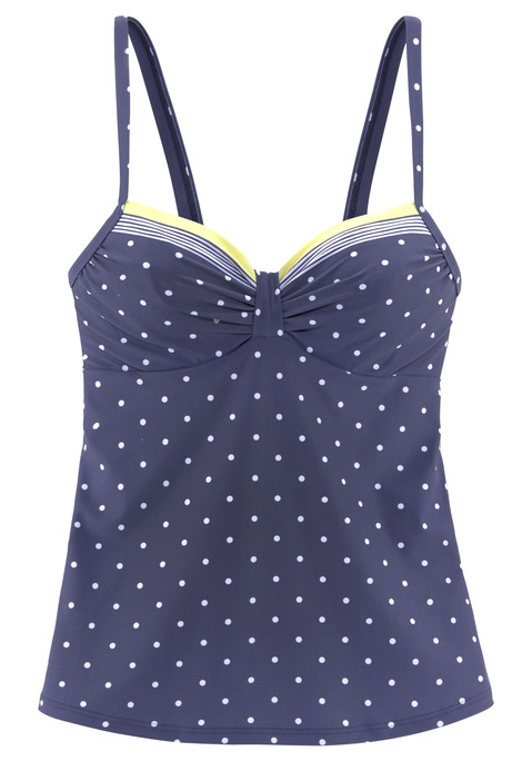 LASCANA Bügel-Tankini-Top Damen blau-gelb-bedruckt Gr.36 Cup B