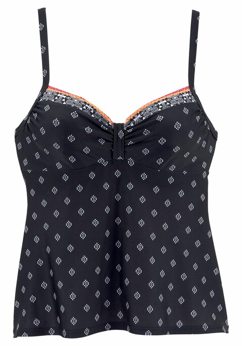 LASCANA Bügel-Tankini-Top Damen schwarz-bedruckt Gr.38 Cup D