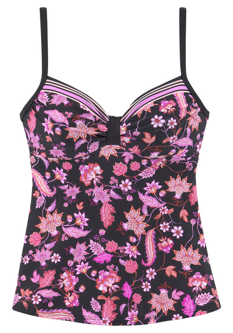 LASCANA Bügel-Tankini-Top Damen schwarz-pink Gr.36 Cup C