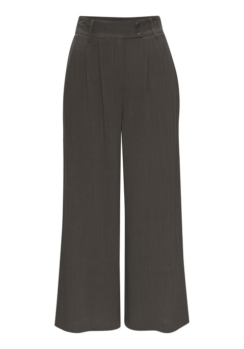 Bild: Bundfaltenhose von LASCANA: Legere Palazzohose von Lascana. Taillenhoher Bund mit Bundfalten, seitlichem Knopfriegel sowie rückseitigem Gummizug. Seitliche Eingrifftaschen. Weite, gerade Passform. Webware aus Viskose und Leinen.