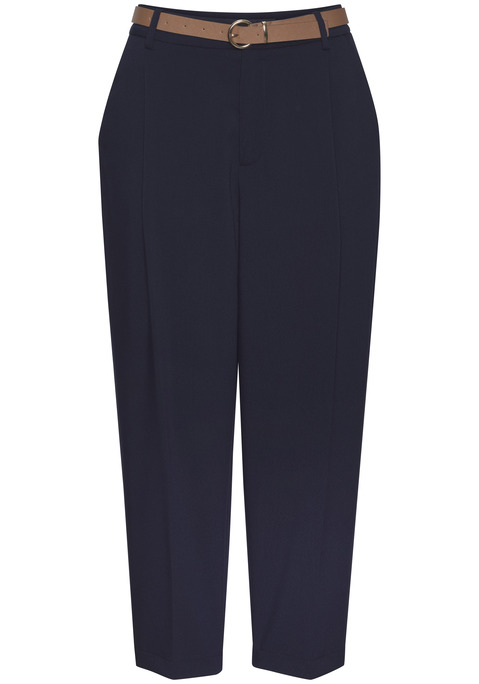 Bild: Bundfaltenhose von LASCANA: Stylische Lascana-Bundfaltenhose mit Gürtel in modischer Barrel-Form mit schmal zulaufendem Bein. Schmaler Gürtel mit glänzender Schnalle inklusive. Zwei Bundfalten, vorderseitige Eingrifftaschen, hinten Ziertaschen. Verdeckter Reißverschluss mit Hakenverschluss. Schön zu sommerlichen Tops und Shirts. Bequemer, leicht elastischer Materialmix.