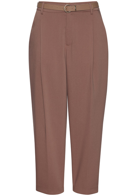 Bild: Bundfaltenhose von LASCANA: Stylische Lascana-Bundfaltenhose mit Gürtel in modischer Barrel-Form mit schmal zulaufendem Bein. Schmaler Gürtel mit glänzender Schnalle inklusive. Zwei Bundfalten, vorderseitige Eingrifftaschen, hinten Ziertaschen. Verdeckter Reißverschluss mit Hakenverschluss. Schön zu sommerlichen Tops und Shirts. Bequemer, leicht elastischer Materialmix.