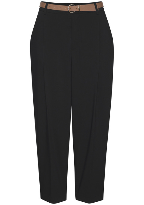 Bild: Bundfaltenhose von LASCANA: Stylische Lascana-Bundfaltenhose mit Gürtel in modischer Barrel-Form mit schmal zulaufendem Bein. Schmaler Gürtel mit glänzender Schnalle inklusive. Zwei Bundfalten, vorderseitige Eingrifftaschen, hinten Ziertaschen. Verdeckter Reißverschluss mit Hakenverschluss. Schön zu sommerlichen Tops und Shirts. Bequemer, leicht elastischer Materialmix.