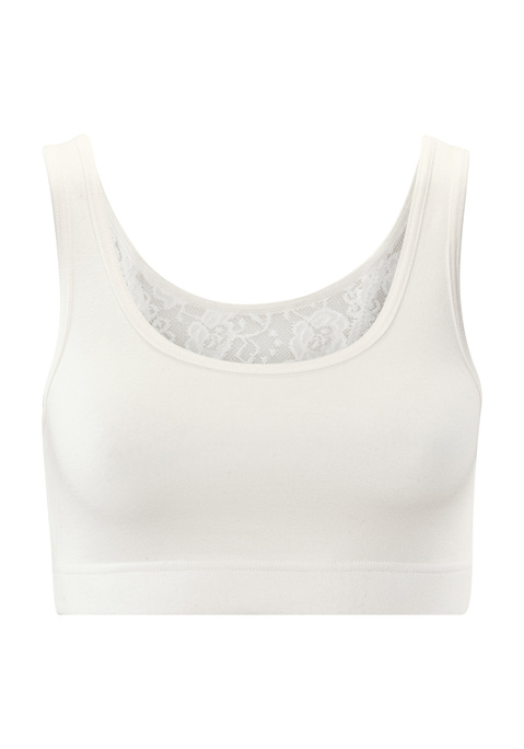 Bild: Bustier von LASCANA: Unifarbenes Büstier von Lascana im schlichten Look vorn und mit vollständig aus Spitze gefertigtem Rückenteil als besonderen Eyecatcher. Breite Träger für viel Komfort und Entlastung. Elastisches Baumwollmaterial für ein angenehmes Tragegefühl.