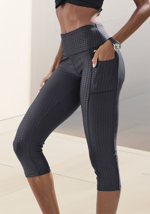 Bild: Caprileggings von LASCANA: Funktionale, allover gemusterte Caprileggings von Lascana. Breiter High-waist-Bund. Seitliche Handytaschen. Sehr elastische Qualität.
