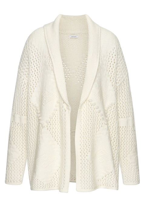 Bild: Cardigan von LASCANA: Cardigan von Lascana. Mit Schalkragen und Strickmuster. Ohne Verschluss. Überschnittene Schultern. Kuschelige Strickware. Rückenlänge ca. 72cm.