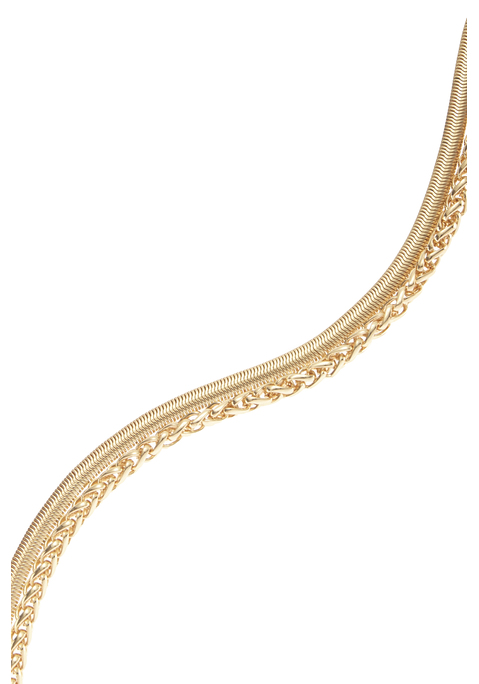 Bild: Collier von LASCANA: 2-reihige Halskette von LASCANA. Kombination aus Schlangen- und Zopfkette. Aus Metall. Gesamtlänge 50 cm.