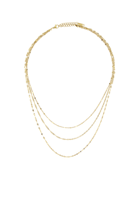 Bild: Collier von LASCANA: 3-reihige filigrane Halskette von Lascana. Aus Titan mit Goldbeschichtung. Gesamtlänge: 50 cm + 5 cm Verlängerung.