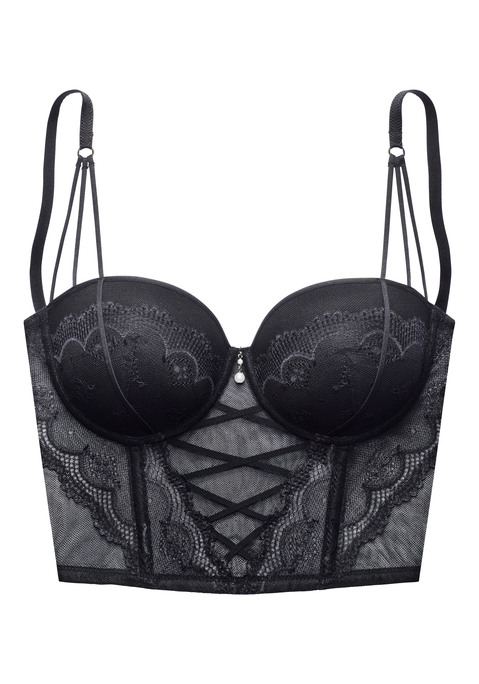 Bild: Corsage von LASCANA: Push-up-Corsage mit herausnehmbaren Kissen im Balconnet-Schnitt. Gefertigt aus einem feinen Mix aus Mesh und Spitze. Hübsches Criss-cross Detail sowie edles Perlenaccessoire vorne mittig. Individuell verstellbare Träger sowie Rückenverschluss. Mit Liebe & Leidenschaft in Hamburg kreiert. Aus 90% Polyamid, 10% Elasthan.