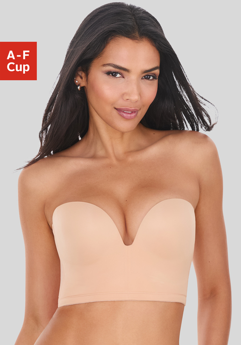 Bild: Corsage von LASCANA: Multiway-Push-up-Corsage mit integrierter Stützfunktion. Mit transparenten, abnehmbaren Trägern. 3 Tragevarianten: mit Träger, ohne Träger und Träger hinten überkreuzt. Seitliche, flexible Stäbchen und Silikonstreifen sorgen für einen optimalen Halt. Das Vorderteil ist angenehm weich gefüttert. Träger und Rückenverschluss verstellbar. Aus 69% Polyamid, 17% Polyester, 14% Elasthan.