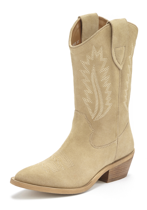 Bild: Cowboy Boots von LASCANA: Boots aus Leder von LASCANA. Absatzhöhe ca. 5,5 cm. Obermaterial aus Rindsleder. Futter und Decksohle aus Lederimitat. Laufsohle aus Synthetik.