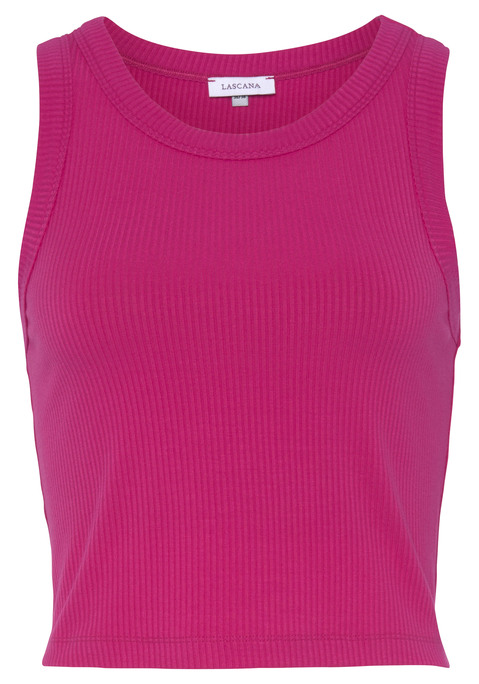 Bild: Crop-Top von LASCANA: Geripptes Crop-Top im 2er-Pack von Lascana. Verkürzte Länge für Bauchfreiheit. Ärmellos mit breiten Trägern, Rundhalsausschnitt und geradem Saum. Ideal zum drunter ziehen oder als eigenständiges Sommertop. Aus weicher Rippware.