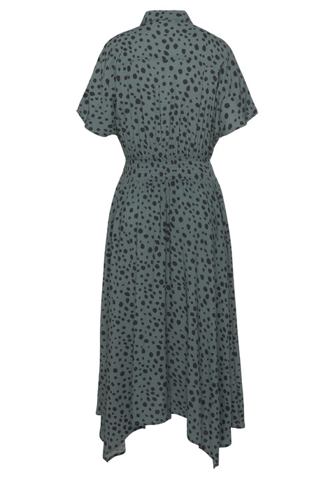 Bild: Druckkleid von LASCANA: Midikleid von Lascana. Alloverprint. Modischer Hemdblusenkragen. Verdeckte Knopfleiste vorn bis zur Taille. Überschnittene Ärmel. Breiter Smokeinsatz in der Taille. Trageangenehme Webware.