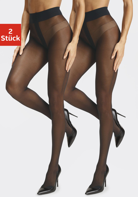 Bild: Feinstrumpfhose von LASCANA: Bequeme Feinstrumpfhose von Lascana im praktischen 2er-Pack. Hoher Tragekomfort in weicher, transparenter 20-Denier-Qualität. Atmungsaktives, robustes und leichtes Material mit Elasthananteil.