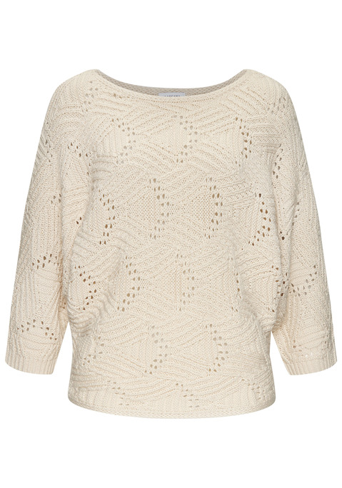 Bild: Fledermauspullover von LASCANA: Gestrickter Strandpullover von Lascana mit 3/4-Ärmeln im Fledermaus-Stil. Mit modischem U-Boot-Ausschnitt. Lockere Passform. Tolles Strickmuster in leicht transparenter Ausführung. Softe Strickqualität.