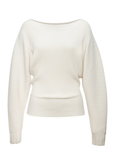 Bild: Fledermauspullover von LASCANA: Modischer Pullover von Lascana mit lässigem U-Boot-Ausschnitt. Lange, weite Ärmel mit Rippmuster. Breiter Bund für einen tolle Passform. Weiche, nahtlose Strickqualität aus Viskose.