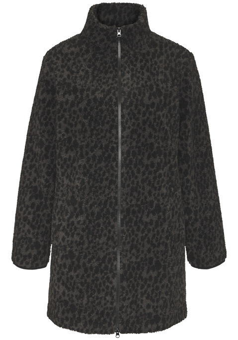 Bild: Fleecejacke von LASCANA: Lange Fleecejacke von Lascana im Leomuster. Mit Stehkragen und durchgehendem Reißverschluss. Eingrifftaschen. Angenehm weiche Fleece-Qualität.
