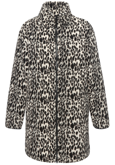 Bild: Fleecejacke von LASCANA: Lange Fleecejacke von Lascana im Leomuster. Mit Stehkragen und durchgehendem Reißverschluss. Eingrifftaschen. Angenehm weiche Fleece-Qualität.