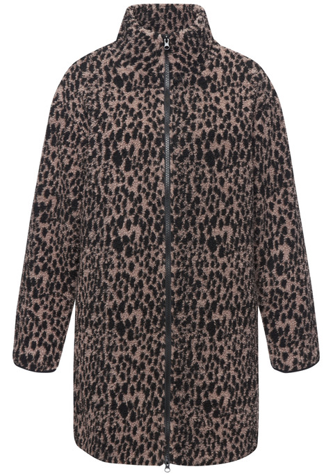 Bild: Fleecejacke von LASCANA: Lange Fleecejacke von Lascana im Leomuster. Mit Stehkragen und durchgehendem Reißverschluss. Eingrifftaschen. Angenehm weiche Fleece-Qualität.