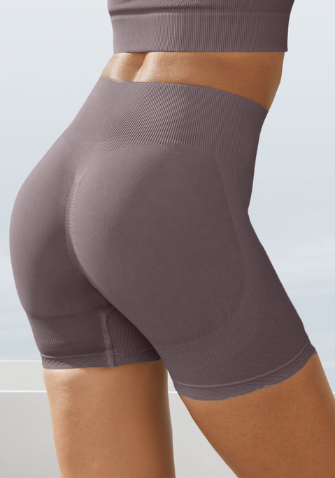 Bild: Funktionsshorts von LASCANA: Nahtlose Shorts von Lascana. Breiter Komfortbund. Eingewirkte Shaping-Strukturen und pusht den Po. Körperbetonte Passform. Atmungsaktives Stretchmaterial.