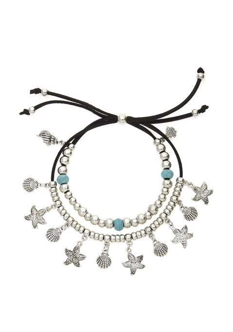 Bild: Fußkette mit Anhänger von LASCANA: Fußkettchen von LASCANA. Mit Anhängern. Maße:ca.32cm. Aus Metall.
