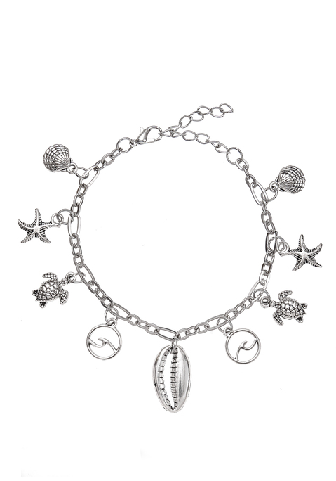 Bild: Fußkette mit Anhänger von LASCANA: Fußkette mit Anhängern von LASCANA. Aus Metall. Länge ca. 23 cm + 5 cm Verlängerungskette.