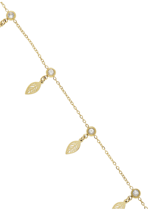 Bild: Fußkette mit Anhänger von LASCANA: Zierliche Fußkette mit Blätteranhänger von Lascana. Aus vergoldetem Edelstahl. Länge ca. 21 cm + Verlängerungskette.