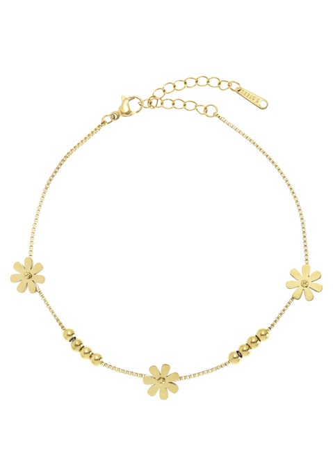 Bild: Fußkette von LASCANA: Fußkette mit Blumenanhänger von LASCANA. Aus vergoldetem Edelstahl. Länge ca. 22 + 5 cm.