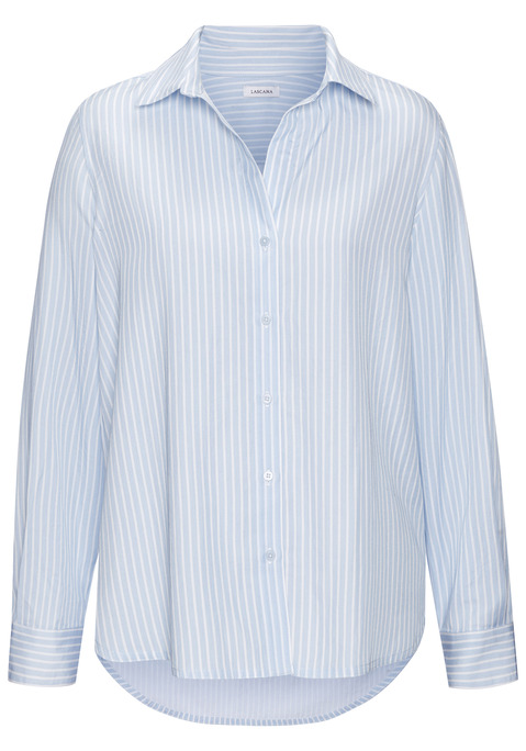 Bild: Hemdbluse von LASCANA: Streifenbluse von Lascana. Mit Blusenkragen, durchgehender Knopfleiste und Riegel mit Knöpfen an den Ärmeln. Abgerundeter Saum. Schön zu Hosen und für jeden Tag geeignet. Luftige Qualität.