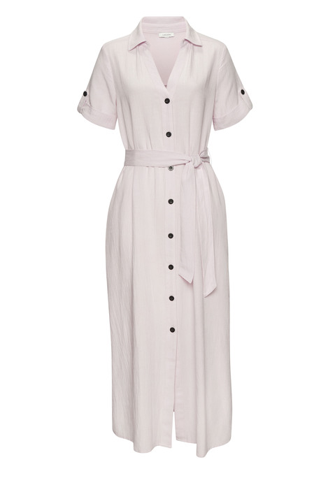Bild: Hemdblusenkleid von LASCANA: Modisches Hemdblusenkleid von Lascana. Kurze Ärmel mit Aufschlag und durchgehende Knopfleiste für zeitloses Design. Figurumspielende Passform für lässig-eleganten Look. Hochwertiger Leinen-Mix.