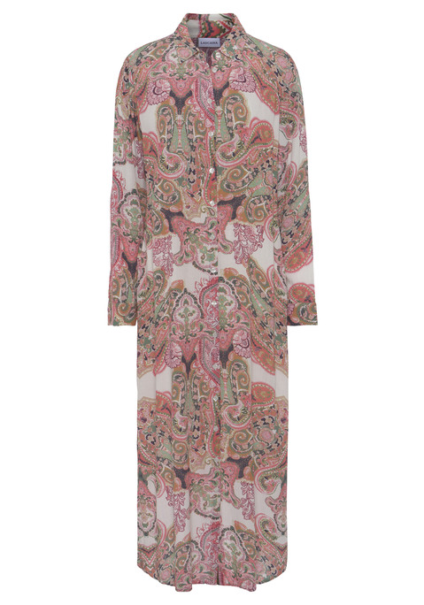 Bild: Hemdblusenkleid von LASCANA: Stylisches Maxikleid von Lascana mit Hemdblusenkragen und durchgehender Knopfleiste vorn. Lange Ärmel mit Manschette. Rockteil mit seitlichen Schlitzen. Gerade geschnitten. Für Urlaub und Freizeit. Leichte Webqualität aus Viskose.