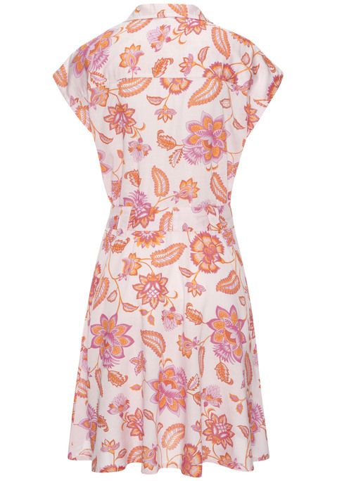 Bild: Hemdblusenkleid von LASCANA: Modisches Kleid von Lascana im Allover-Print, jedes Teil ein Unikat. Mit schönem Reverskragen, durchgehender Knopfleiste und kurzen überschnittenen Ärmeln. Inklusive Gürtel. Luftige Qualität mit Leinenanteil.