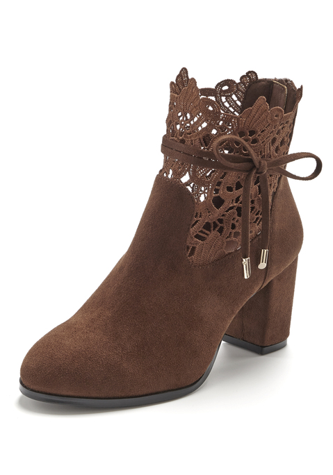 Bild: High-Heel-Stiefelette von LASCANA: Stiefelette mit Spitze von LASCANA. Absatzhöhe ca. 7 cm. Obermaterial und Futter aus Textil. Decksohle aus Lederimitat. Laufsohle aus Synthetik.