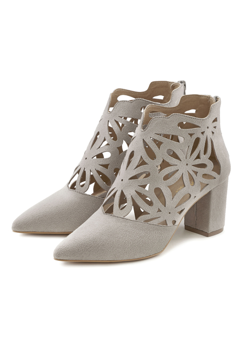 Bild: High-Heel-Stiefelette von LASCANA: Stiefelette mit Cut-Outs von LASCANA. Absatzhöhe ca. 7 cm. Obermaterial aus Microfaser. Futter und Decksohle aus Lederimitat. Laufsohle aus Synthetik.