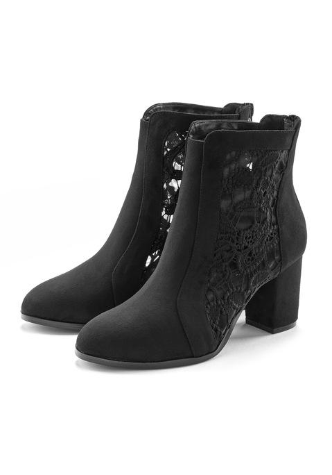 Bild: High-Heel-Stiefelette von LASCANA: Leichte Stiefelette von Lascana. Highlight: die modische Spitze und der komfortable Blockabsatz. Femininer Stil, passt ideal zu Jeans, Shorts oder Kleidern.