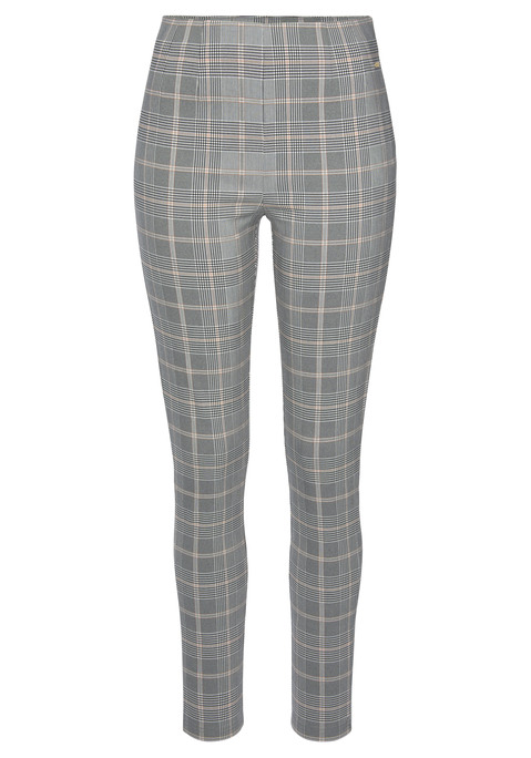 Bild: Highwaist Leggings von LASCANA: Modische Leggings von Lascana mit Glencheck-Muster. Hoher, breiter Bund mit Emblem. Seitlicher Zipper. High-waist-Passform. Toll zu kurzen Oberteilen. Elastische Qualität.