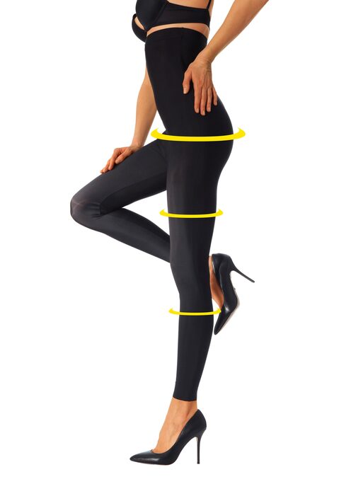 Bild: Highwaist Leggings von LASCANA: Hochwertiges leichtes shaping, von Lascana, mit kleinem Schlank-Effekt!  Elastische, leicht formende Stretch- Badeanzug-Qualität, passt sich ideal dem Körper an und formt eine schöne Silhouette. Die Leggings mit der extra hohen Leibhöhe formt leicht den Bauch, Hüfte und Beine. Perfekte Passform und erstklassiger Tragekomfort ohne einzuschneiden. Blickdicht. Aus 82% Polyamid, 18% Elasthan. Schwarz aus 80% Polyamid, 20% Elasthan. Details: Nichts zeichnet sich ab, daher auch Ideal unter Kleidern zu tragen Innenbeinlänge ca. 62cm In dehnbarer Badeanzugqualität mit offenen Kanten am Saum An der Taille ein Bündchen