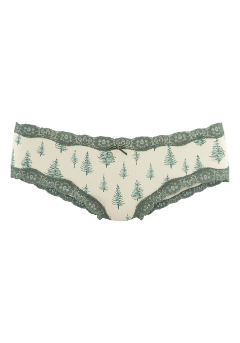 Bild: Hipster von LASCANA: Weihnachtlich anmutende Hipster von Lascana im praktischen 2er-Pack. Spitze am Beinabschluss und am Bund. Kleine Samtschleife vorn. Bequeme Passform. Mit Baumwollzwickel. Weiche, elastische Baumwollqualität.