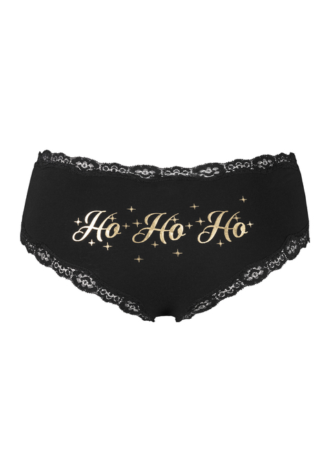 Bild: Hipster von LASCANA: Lascana Slip: Mit zarter Spitze und kleiner Zierschleife. Toller Weihnachtlicher Print.  Aus 95% Baumwolle, 5% Elasthan. Spitze: 90% Polyamid, 10% Elasthan.