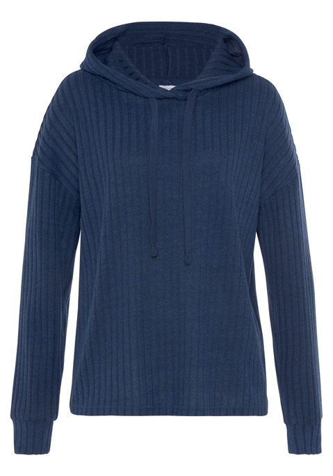 Bild: Hoodie von LASCANA: Hoodie von Lascana in breiter Rippenoptik. Tunnelzugkapuze. Lange Ärmel mit überschnittenen Schulternähten und angesetzten Bündchen. Figurumspielende Passform. Weiche Qualität.