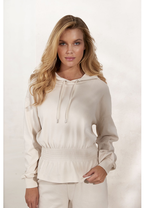 Bild: Hoodie von LASCANA: Kapuzensweatshirt von Lascana. Smokbund in der Taille. Kapuze mit Kordelzug. Lange Ärmel mit gerippten Bündchen. Weiche Qualität.