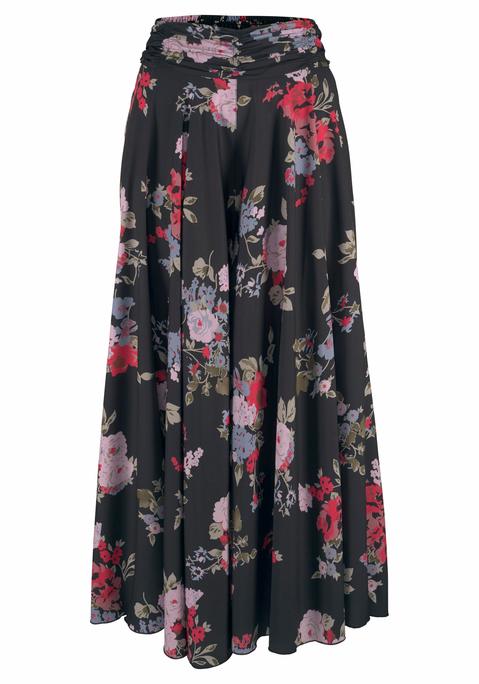 Damen Midirock Mit Blumenmuster & Elastischer Taille - Größe 12-26, Aus Viskose, Boho Style