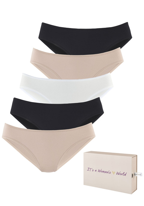 Bild: Jazz-Pants Slips von LASCANA: Jazzpants von Lascana im praktischen 5er-Pack. Eingefasste Saumkanten in glänzender Optik. Klassische Passform. Elastische Baumwollqualität mit weichem Griff.